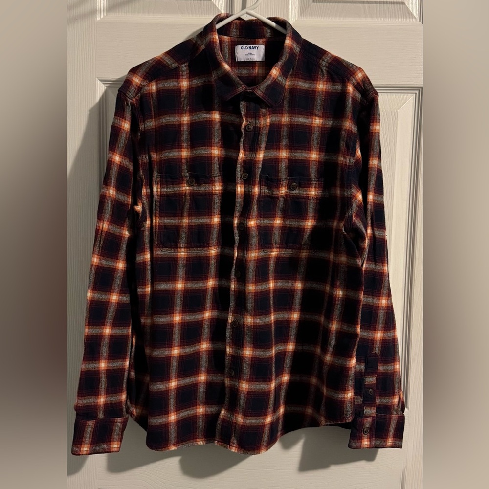 Old Navy Orange/Navy Plaid Top sz XXL